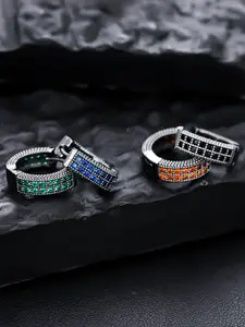 Men's Stylish Rhinestone Decorated Hoop Earrings, Fashion Jewelry for Party, Daily Clothing Decor, Trendy All-match & Exquisite Jewelry for Birthday Gift, High Quality Earrings