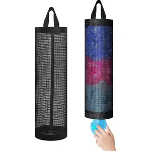 2 Pcs Plastic Bag Holder for Grocery Bags, Hanging Storage Bags Plastic Mesh Bags Dispenser Organizer Trash Bags Grocery Shopping Bag Holder for Home And Kitchen