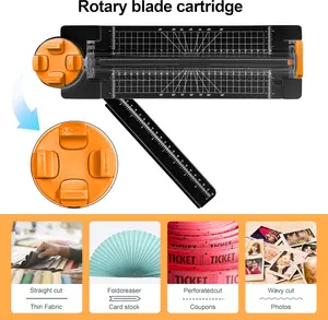 4-in-1 Paper Cutter - 12" Paper Trimmer Multi-Function Scrapbooking Tool with Straight, Wave, Perforated & Creasing Blades for Craft Paper,Cardstock, Coupon, Label, Photo,Postcard (Black)