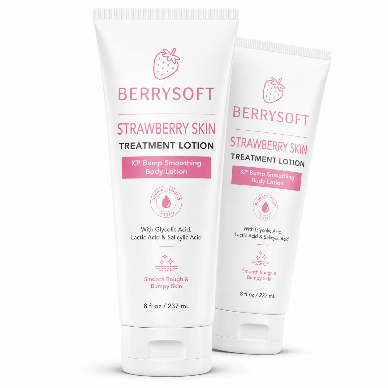 Strawberry Skin Treatment Lotion, KP Bump Smoothing Body Lotion with Glycolic Acid, Lactic Acid & Salicylic Acid, Exfoliating Lotion for Rough & Bumpy Skin, Strawberry Legs Care