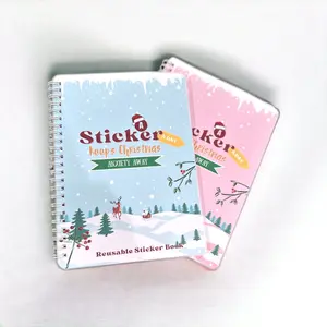 Christmas Reusable Sticker Book - A5 Size with 60 Double Sided Pages for Festive Sticker Collection woman journal