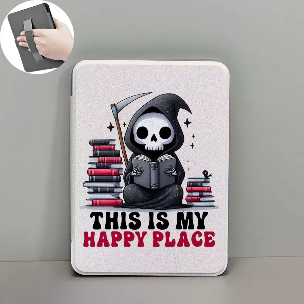 Cool Ghost Design Flip Leather Protective Case with Clear Back for Kindle Basic 2022/2024, Kindle Paperwhite 11th Gen 6.8in, 12th Gen 7.0in E-Reader Device Tablet Protection Cover Casing,Reading Tablet Case Auto-Wake/Sleep