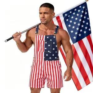 4th of July American Flag Overalls for Men and Women USA 250th Anniversary Shorts Stretchy Denim Romper Memorial Day Coveralls Patriotic Gifts for Couples Memorial Day Workwear Summer Independence Day Jumpsuits Fashion Menswear Outdoor Outfits