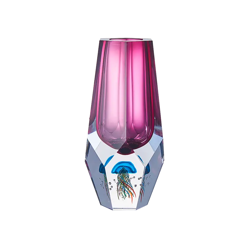 LUXMOOD Deep Sea Mystery Handmade Glass Vase with Colorful Glaze & Jellyfish Ornaments for Home Decor - Unique & Modern Artistic Vase for Living Room & Dining Room
