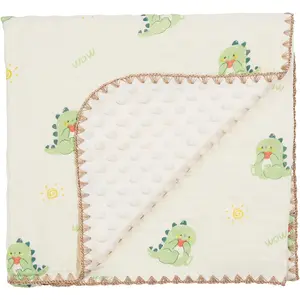 Baby Blanket Layer Cotton 40 x 40 Soft Receiving Blanket with Pattern Machine Washable Dinosaur