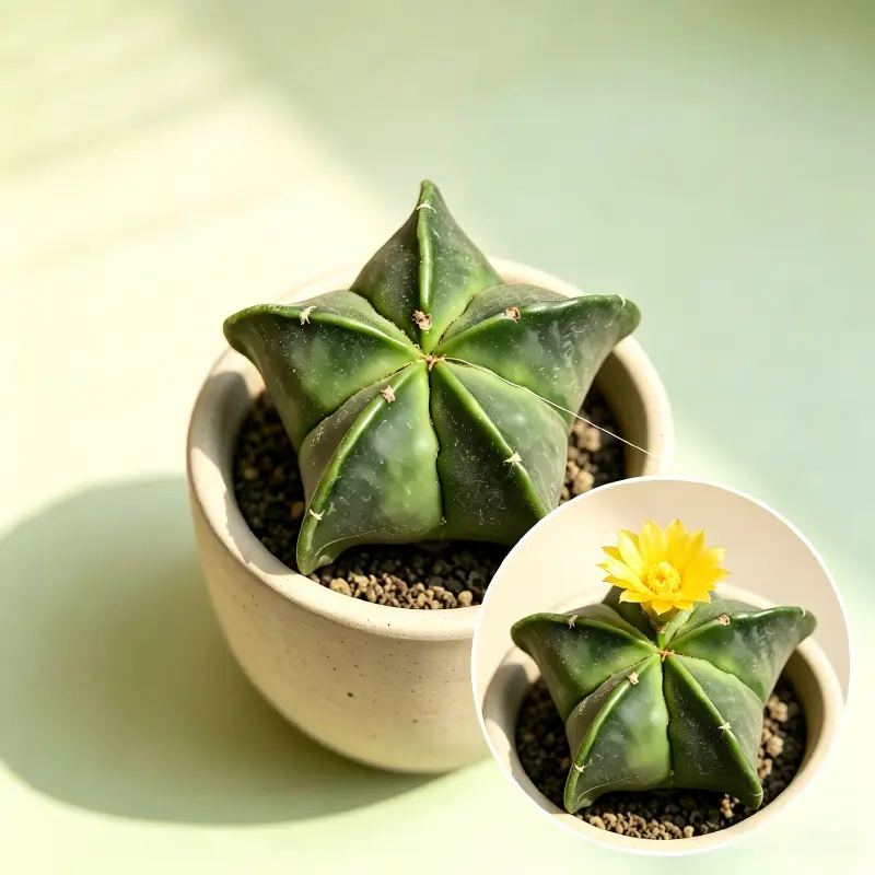 Star-Shaped Astrophytum Cactus (Lucky Star Succulent) - 2-4 In Compact Geometric Decorative Plant for Beginners, Easy-Care Boxed Desktop/Windowsill Decor, Bright Light Preference