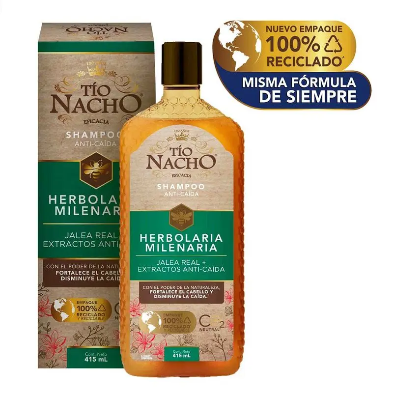 Tio Nacho Shampoo fortalecimiento herbolaria milenaria jalea real+extractos anti-caida x415 ml