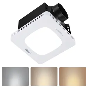 VEVOR Bathroom Exhaust Fan with LED Light, 130 CFM Bathroom Vent Three Gear Color Temp, 1.5 Sones Low-Noise, Premium AC Motor Ceiling Fan for Laundry Room, Storage Room, Home Ventilation, White
