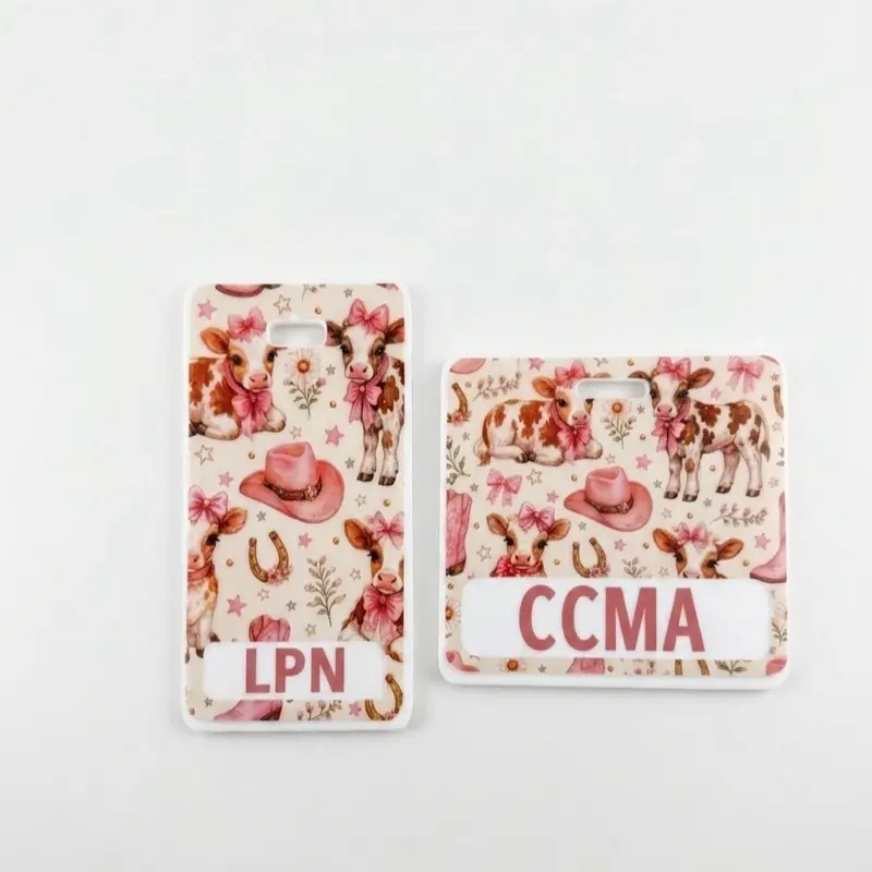 Pink western cow badge, buddy
