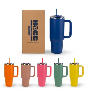 Hogg 40oz Powder Coated Big Swig Tumbler - Insulated Straw, Stylish Design, Portable Drinkware with Lid
