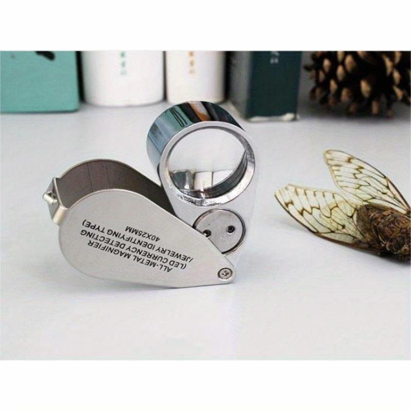 30X Triplet Magnifier - Compact, Collapsible All-Metal Construction with PMMA Lenses for Identifying Jewelry, Coins, Stamps, And Assisting Vision - No Batteries Required, Comes with a Protective Case