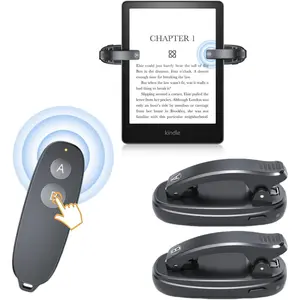 [2 Clips] Page Turner for Kindle Paperwhite E-readers, Rechargeable Remote Control Page Turner for Kindle Reading Novels/Comic Books, Wireless Kindle Clicker Page Turner, Phone Camera Triggers (Black)