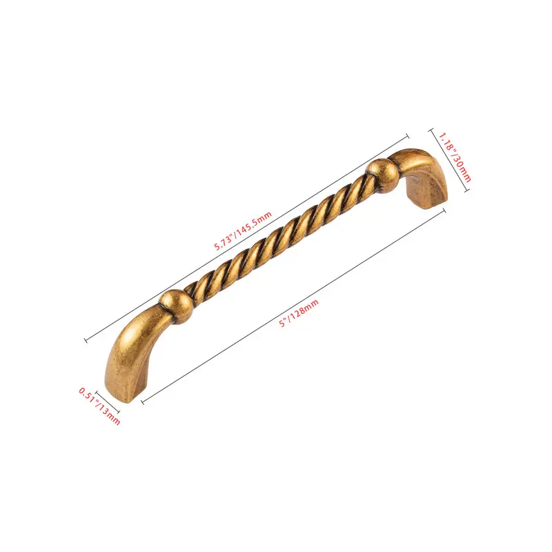 Utopia Alley HW441EB-10 Naples Pull Handle - Decorative Cabinet Drop Pull Handles for Cabinets and Drawers - Vintage Cabinet Hardware with Hand Finished Antique European Brass - Metal Drawer Pull Handle, 5.0" Center to Center, 10 Pack