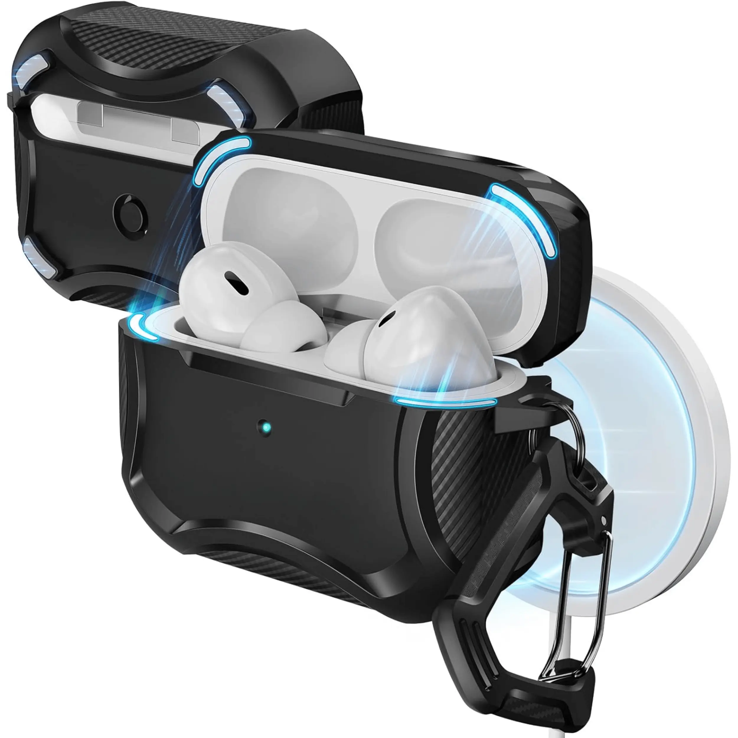 MagSafe Case for AirPods Pro 2 Protective Cover for 2nd & 1st Generation 2023/2022/2019, Heavy Duty Shockproof Drop Protection, Magnetic Lid, Slim Anti-Scratch Durable Case, Black
