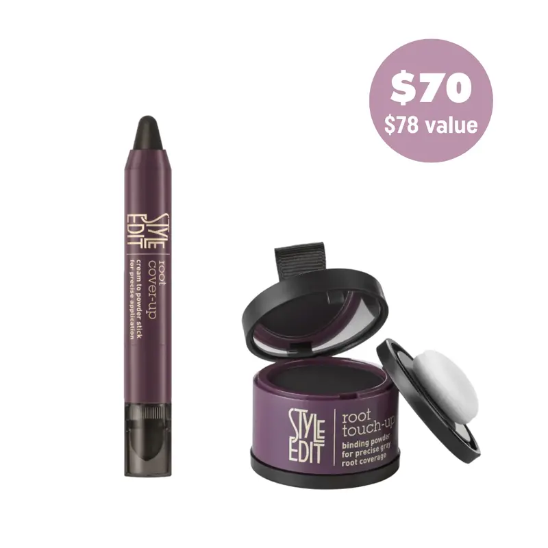 Style Edit Root Touch Up Powder and Stick | – Instant Gray Root Concealer for Hairline, Temples, and Part – Lightweight, No-Residue Root Coverage – Made in the USA - Salon Quality temporary hair dye