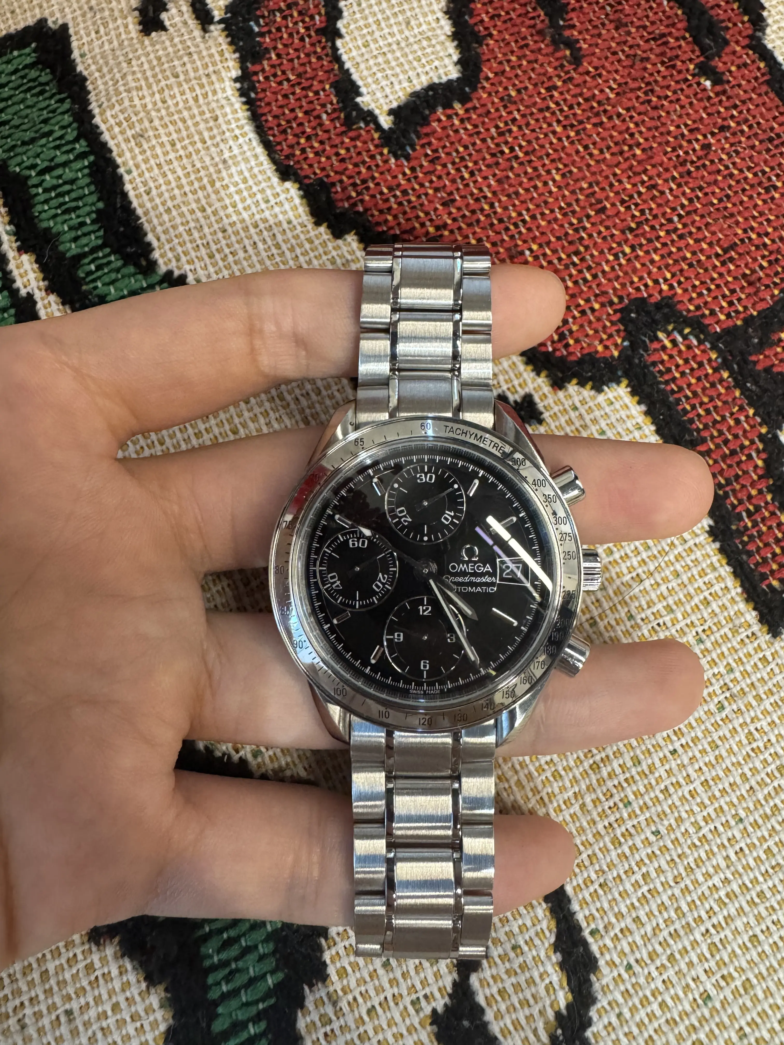 Omega Speedmaster 39 White Steel Mechanical Men's Wristwatch  59534599  18cm