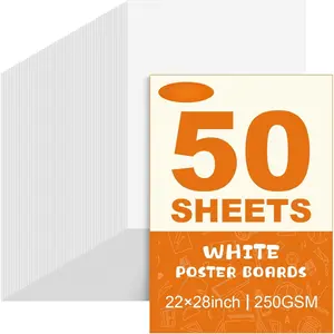 50 Pack White Poster Board,22" x 28" White Poster Paper Bulk,250GSM/92LB Heavy-Weight Blank Poster Board for Arts,Craft,Projects Presentations,Drawing Scrapbooking