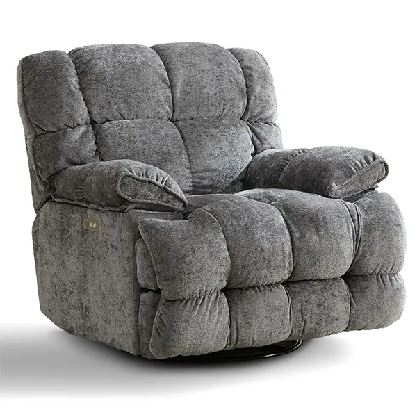 IOKOPO Power Oversized Recliner Chair, Extra Wide Swivel Rocking Recliner Chair, Breathable Soft Fabric Modern Single Sofa for Living Room, 90°-140° Electric Adjustable Angle, USB & Type-C Port, Gary/Brown/Blue/White Color