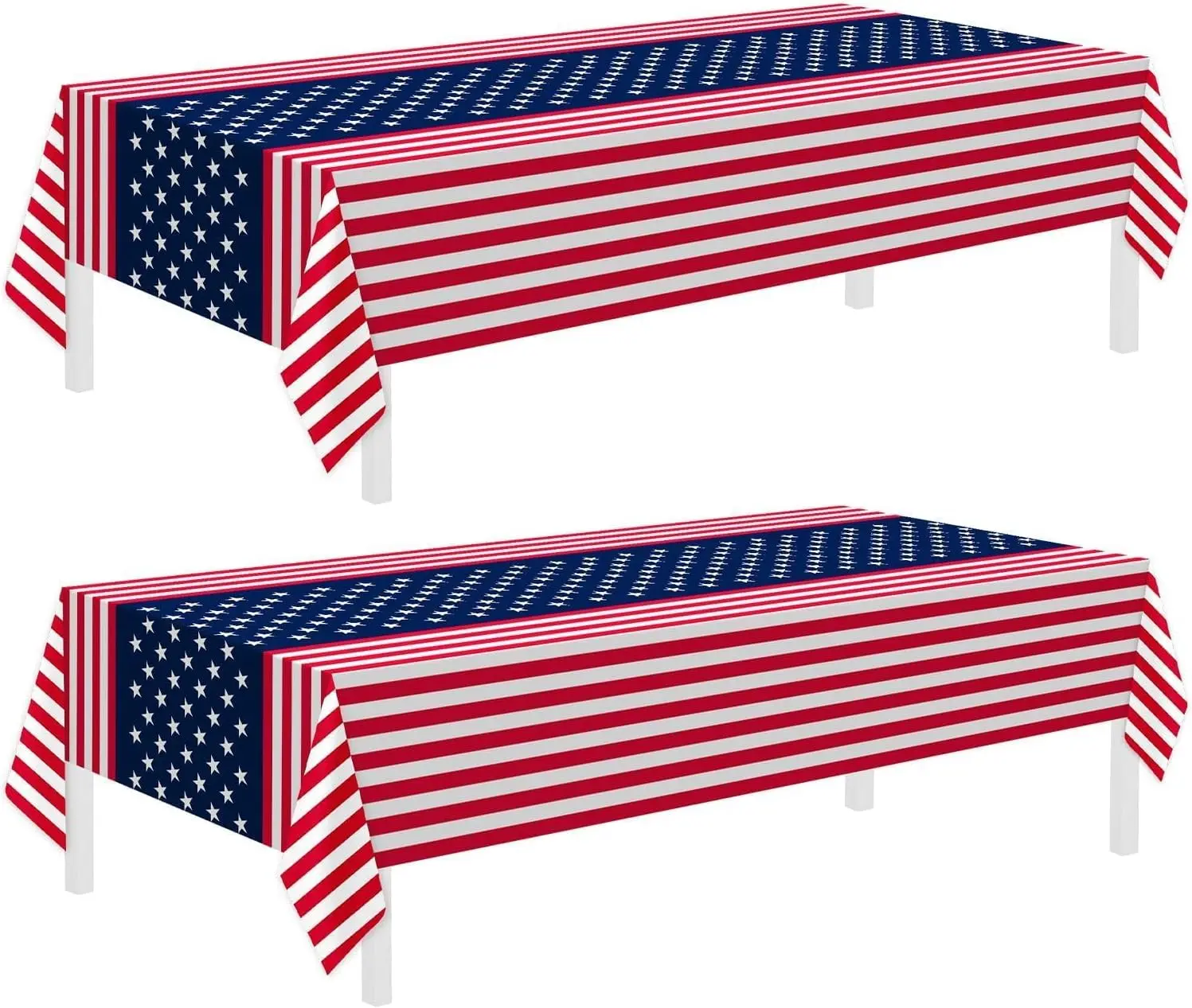 2 Pack Patriotic Tablecloths,Patriotic Decorations 54" x 108" Disposable American Flag Tablecloths for Event,Party Table Cloth Plastic for Veterans Day,4th of July,Picnic,Dinner,Party Supplies
