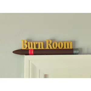 Cigar Decor "Burn Room" | Cigar Door Topper | Humidor decoration | Smoking Room cigar decoration | Life-size cigar sculpture