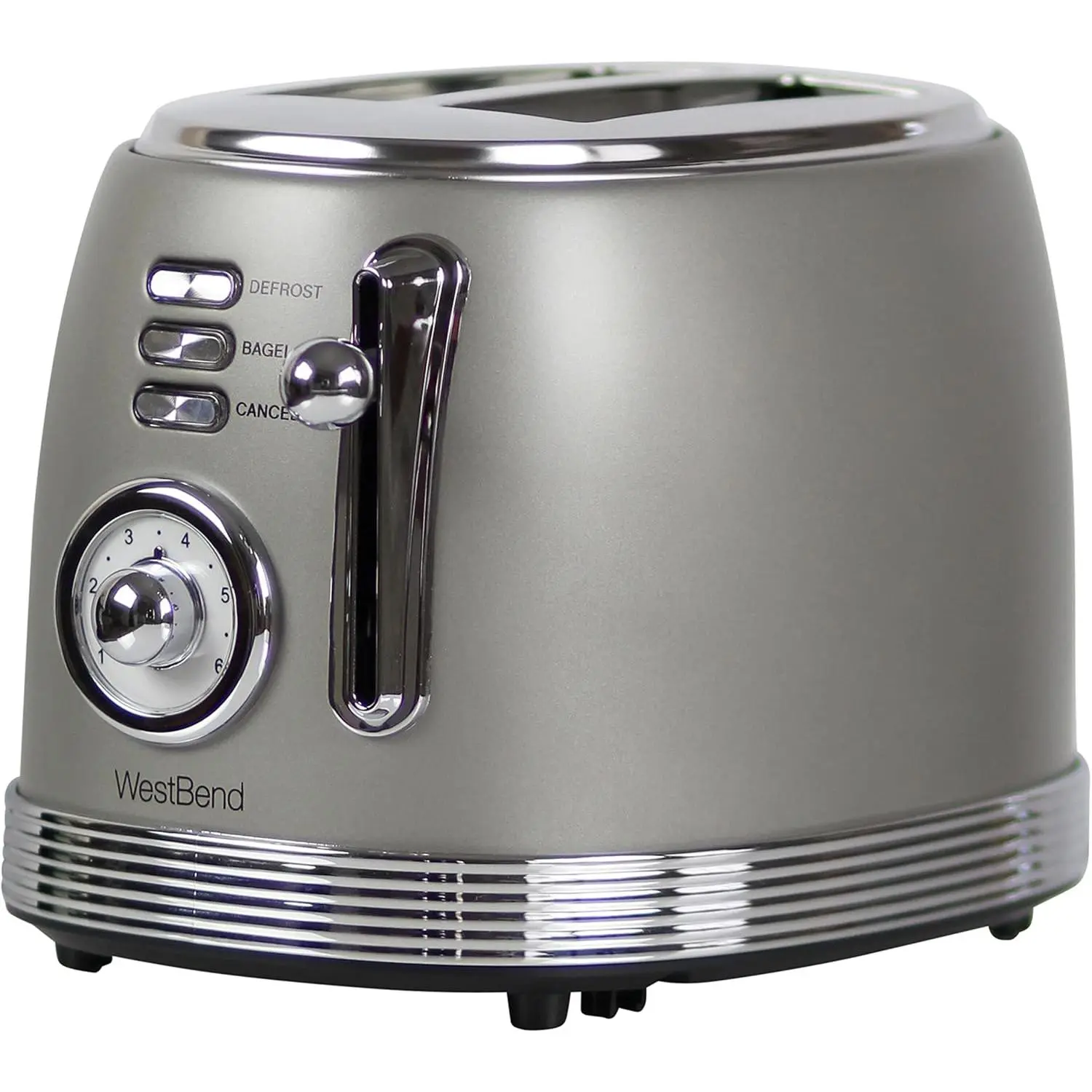 Retro Look 2-Slice Stainless Steel Toaster - Steel Body, 4 Functions, 6 Adjustable Shades, Browning Control, 850-Watts, Gray