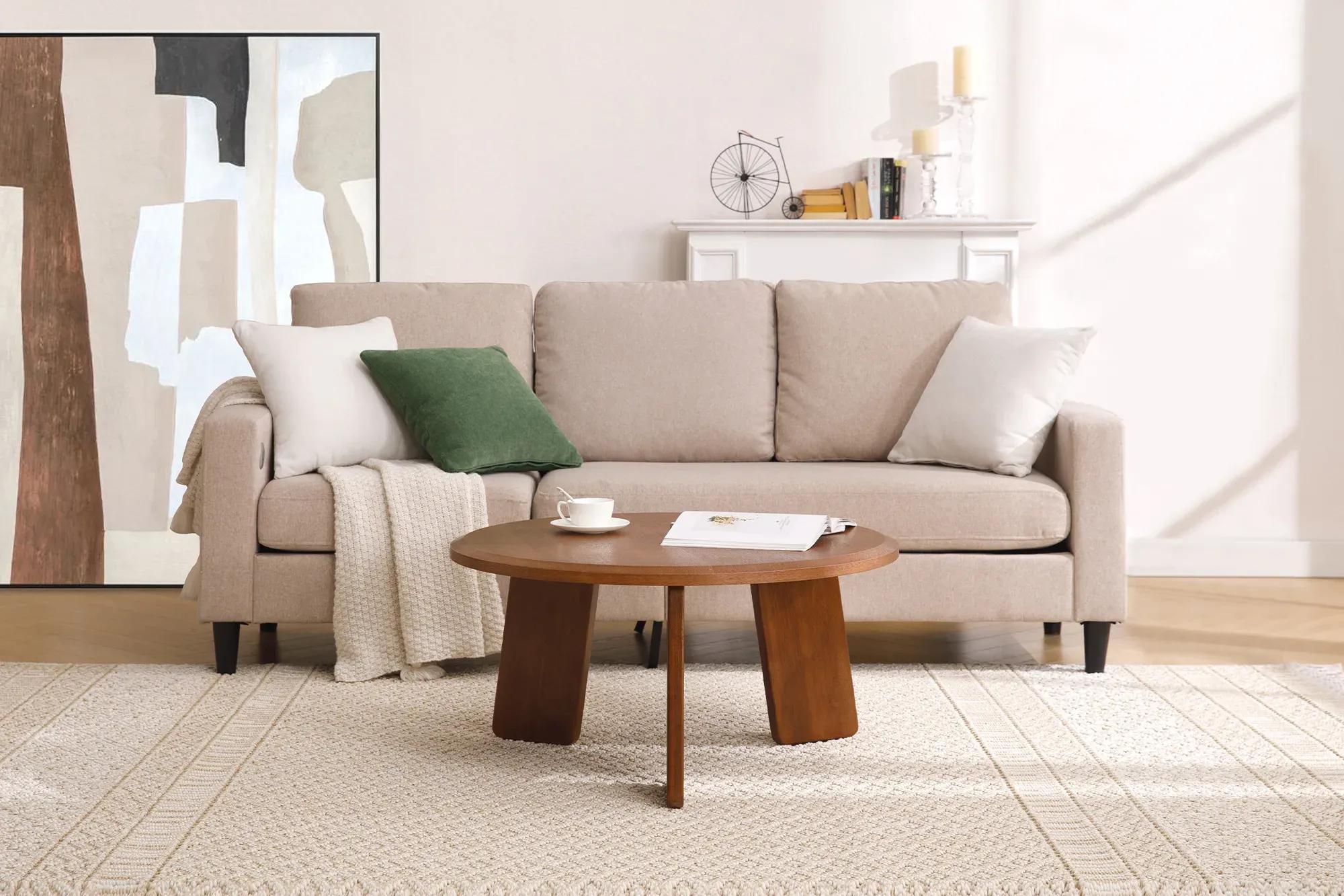 DAYALANE 32" Coffee Table for Living Room, Modern Small Round Coffee Table, Accent Table Cute Circle End Table for Small Space, Walnut