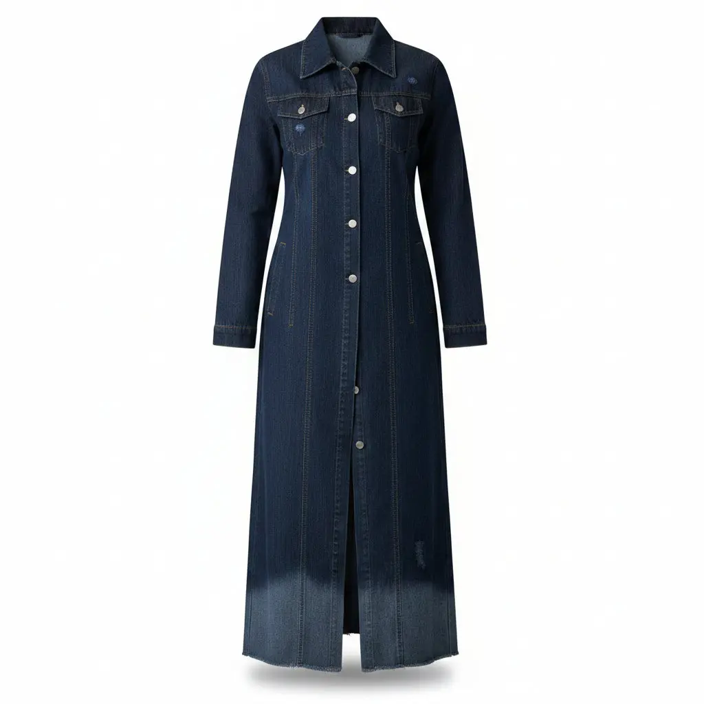 Denim Duster Coat - Dark