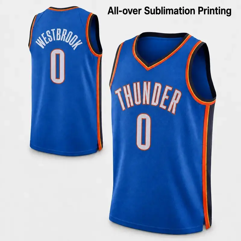 WESTBROOK #0 Blue Basketball Jersey, Unisex All-Over Sublimation Printed Fan Edition Shirt, Retro Game Day Sportswear, Basketball Streetwear & Fan Gift