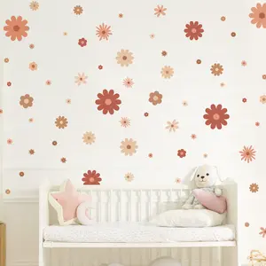 Colorful Flower Wall Stickers – Peel‑and‑Stick Removable Floral Decals for Nursery & Kids’ Playroom Decor
