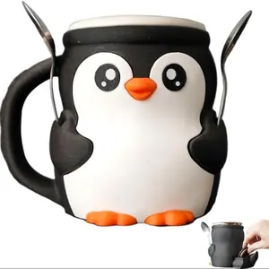 Cute Penguin Ice Cream Cup Holder Set, Reusable Durable Plastic Stand for Popsicles & Beer Cans, Fun Kitchen Dining Accessories