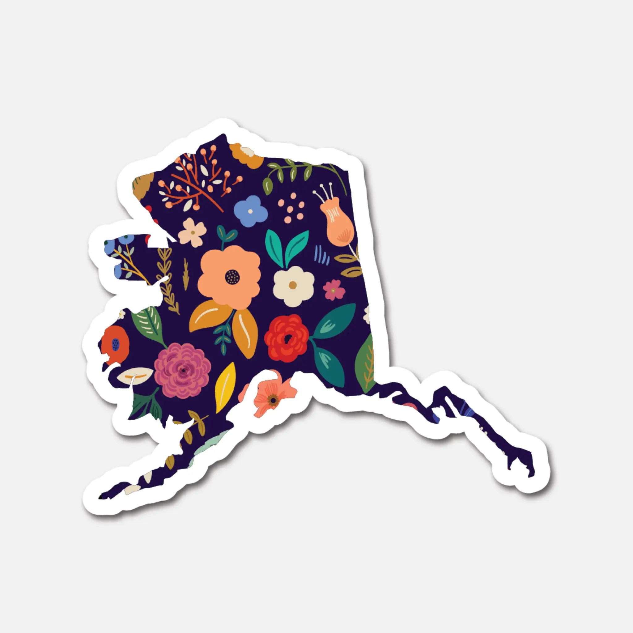 Alaska Navy Floral State Sticker vinyl sticker