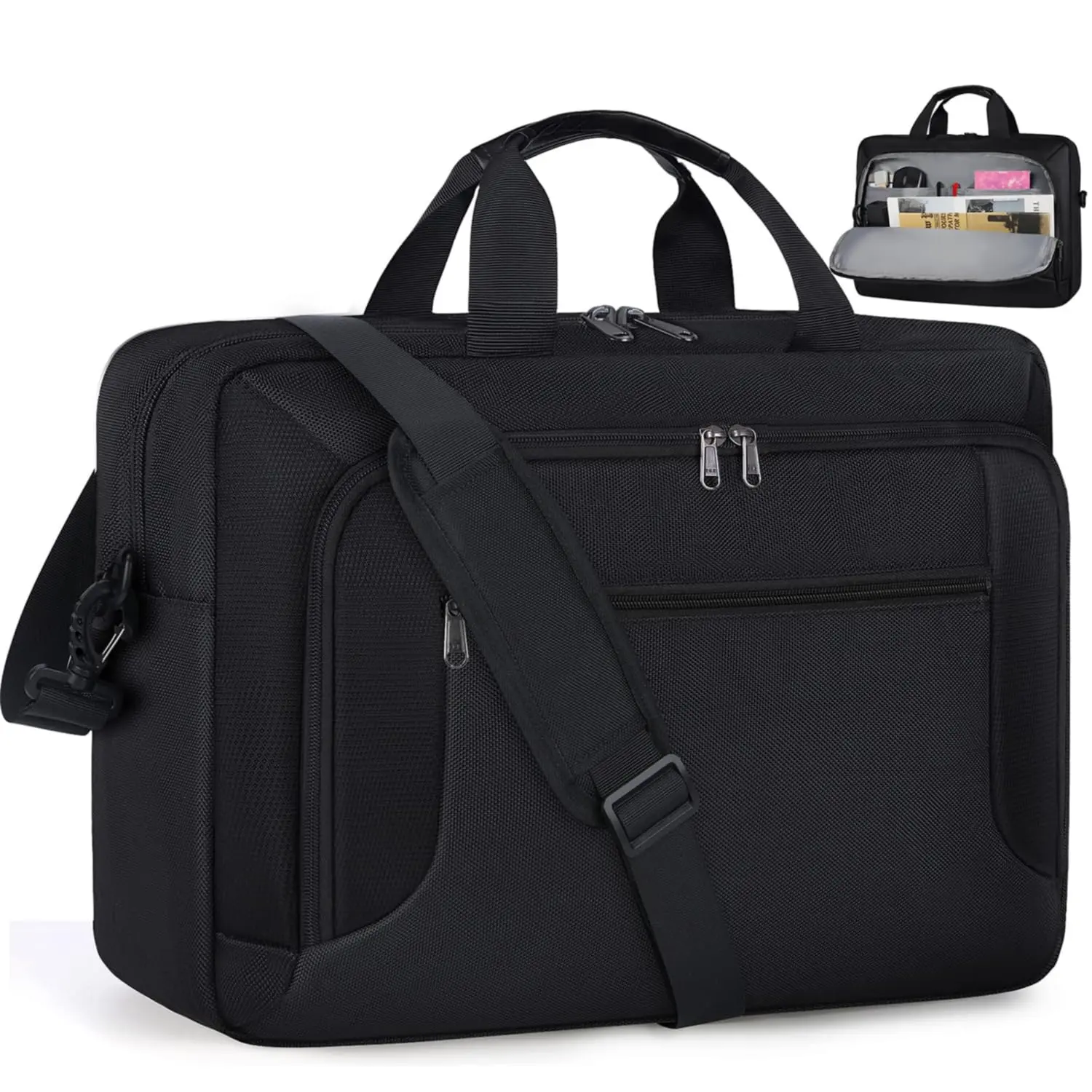 Laptop Bag 17.3 Inch Briefcase Large Waterproof Case for Men Women Business Office Work Computer 17 Adjustable Shoulder Messenger  Black
