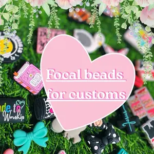 Popular Silicone Focal Bead double sided with Design and Text. Choose from the selection to add to a custom.