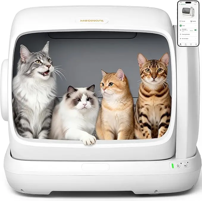 Meowant SC09 Automatic Litter Box - 106L Extra-Large Low-Entry Smart Litter Box with Safety Anti-Pinch Sensor, APP Control, Odor-Free Mat, Odor-Free Liner for Pet Lovers, Summer Use, Automatic Litterbox, Smart Litter Boxes