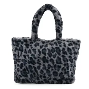 Tamsy Leopard Print Polyester Faux Fur Shoulder Bag