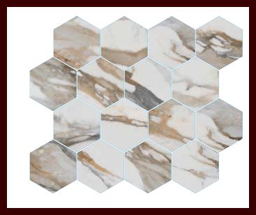3 In. X 3 In. Calacatta Bold Satin Matte- Porcelain - Hexagon Wall & Floor Tile (5.49 Sqft/Case)