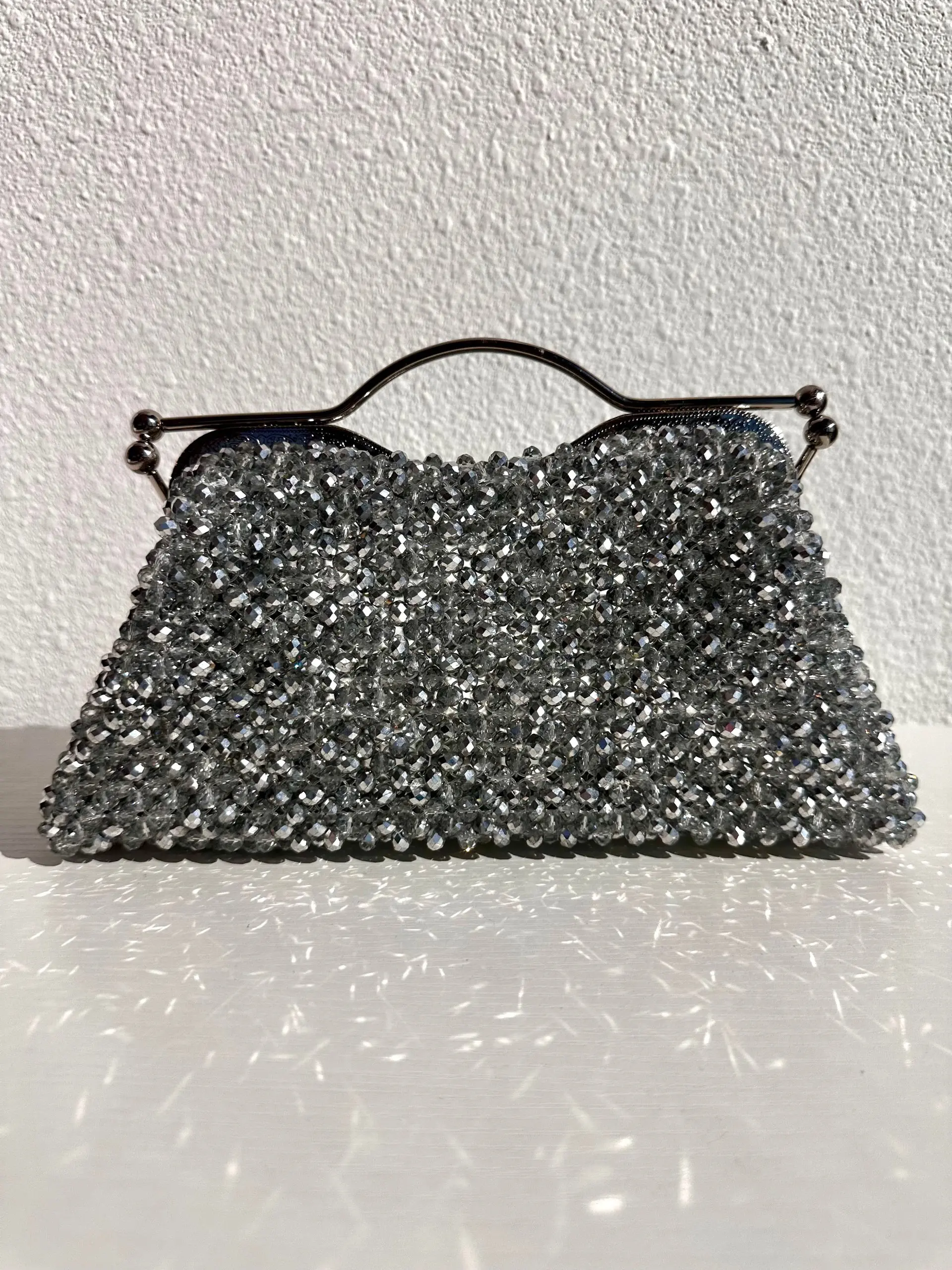 Women's Beaded Sparkle Boss Clutch, Silver Rush, Chic Elegant Design, Clutch Opener Included, Sparkles Like a Disco Ball