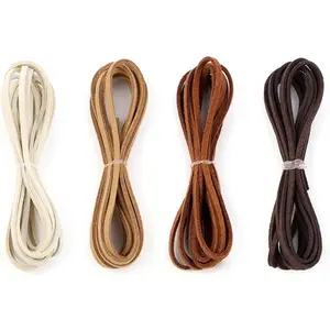 Tenalleys Leather String Suede Cord Leather Cords Rope String for Jewelry Making Necklace Bracelet Art Crafts Beading (4 Colors,3mm x 2.2 Yard)