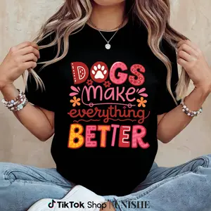 Durable Cotton T-Shirt with Dog Lover’s Slogan – Comfortable Fit for Casual Wear