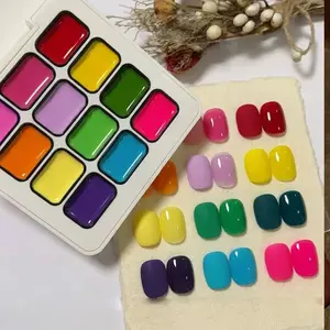 12-Color Heart-Shaped Fluorescent Gel Nail Polish, Dopamine Gradient UV Nail Polish, Perfect for Beginners, Easy-To-Use Manicure Kit