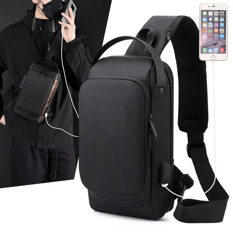 Anti-Theft Chest Bag For Men With Password Lock, Stylish Motorcycle Riding Crossbody Sling Pack, Convertible Shoulder Carryall With Secure Hidden Storage, Sturdy Wear-Resistant Fabric, Perfect For Motorcycling,Short Trips And All Outdoor Casual Scenarios