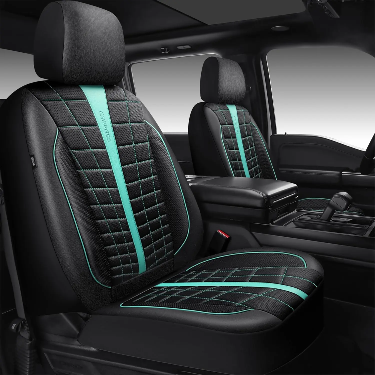 Black&Mint Air Mesh Leather Car Seat Covers