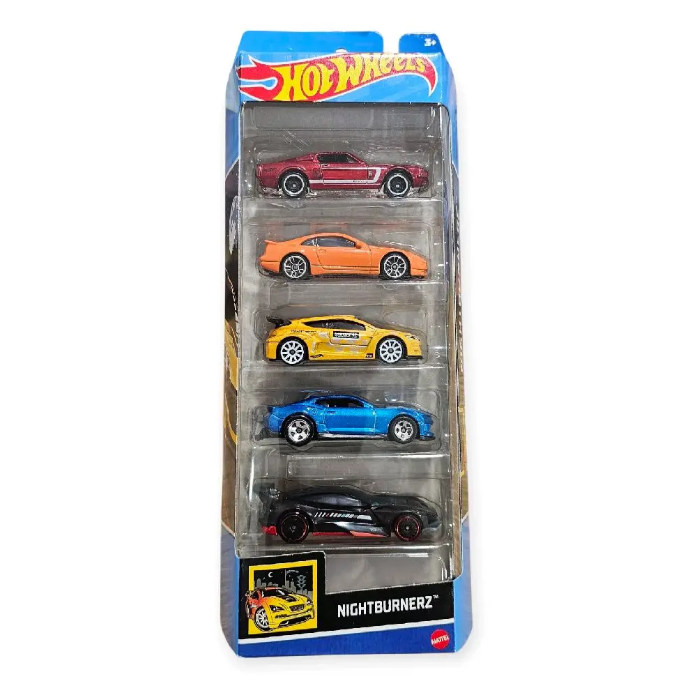 Hot Wheels "Nightburnerz" 5-Pack Die-Cast Vehicle Set - Tuner and Sports Cars