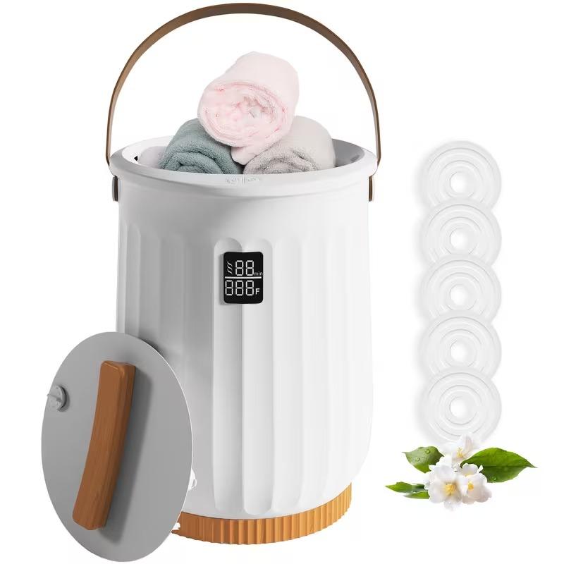 Deluxe Towel Bucket with 4 Modes & Self-Closing System - Instant Hot Water Suitable for Bathrooms, Spas, for or Commercial Use, Plug-and-Play, Ideal Gift for Festivals ( Plug, Voltage Compatible)
