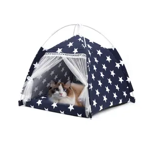 Cat Bed Cave for Indoor Cats,Detachable Comfortable Breathable Dog Cat Tent Bed Pet Teepee House Pet Tent Cave for Cats Small Dogs Kitten Bed with Removable Washable Cushion Mat