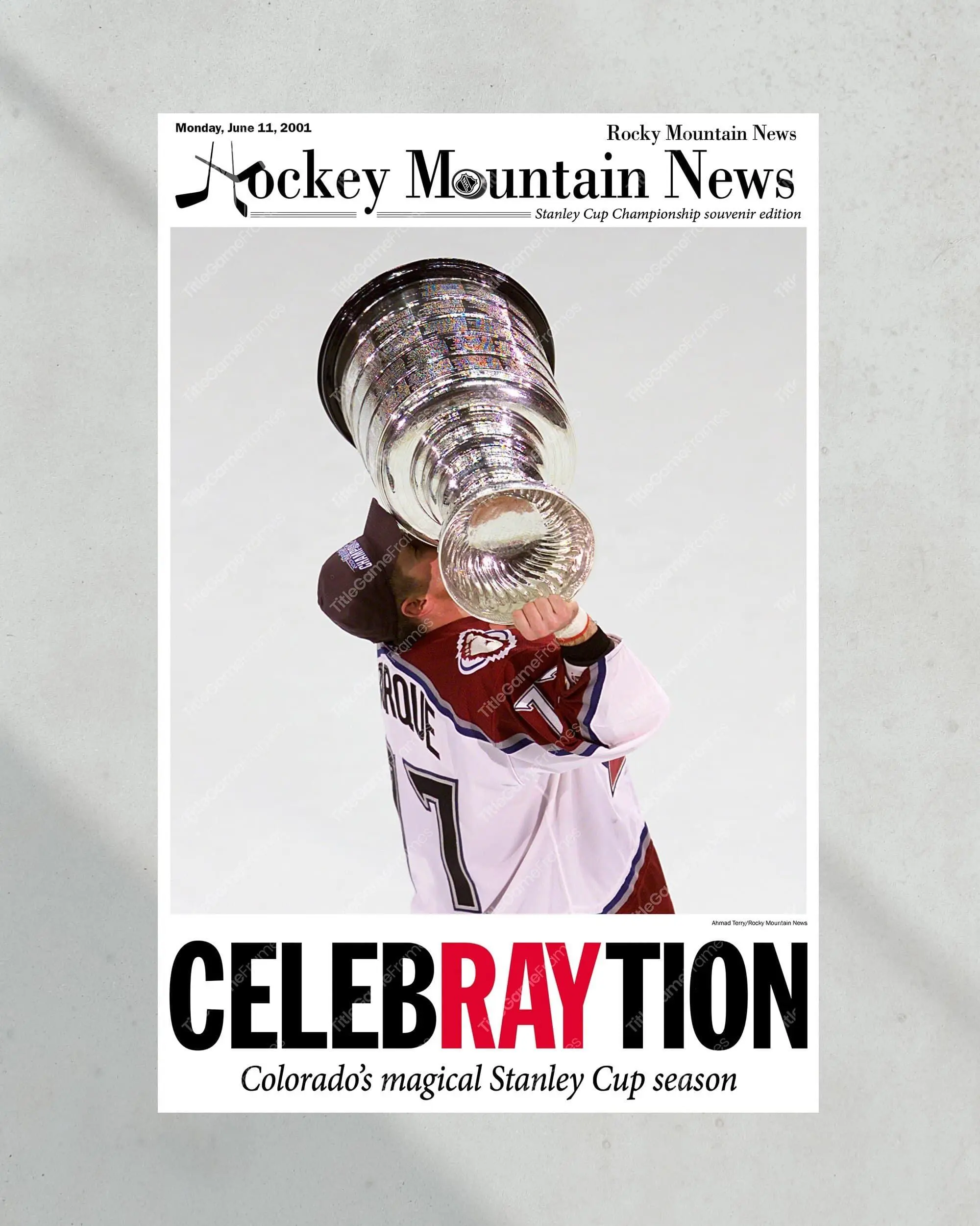 2001 Colorado Avalanche Stanley Cup Victory - 'CELEBRAYTION' Poster Print( Unframed - Print Only )