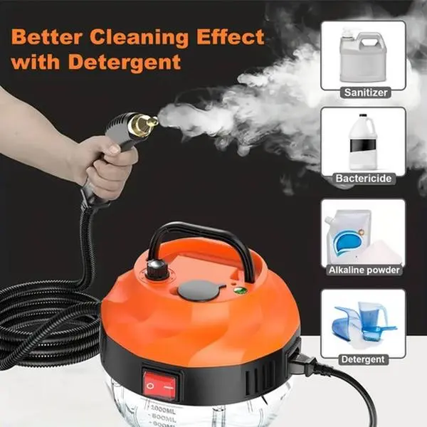 Steam Cleaner, Portable Pressurized Steamer for Cleaning with 6pcs Accessories, 6-Level Adjustable and 15s Heat-Up, Handheld Steam Cleaner for Home, Tile, Dirt, Grout, Grease, Car Detailing