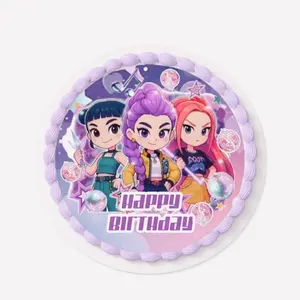 Edible paper print in icing for decorating cakes , kpop demon, ideal for birthday parties, 7.5  inch, ideal for cakes 8, 9 ,10 inchs