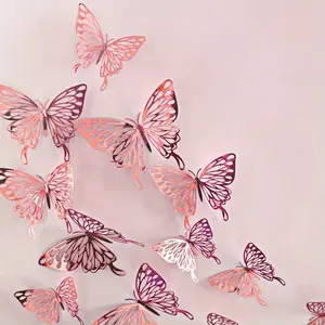 12 Pcs/Set 3D Wall Stickers Decorative Hollow Butterfly for Kids Rooms Home Wall Decor DIY Mariposas Fridge stickers Room Decoration