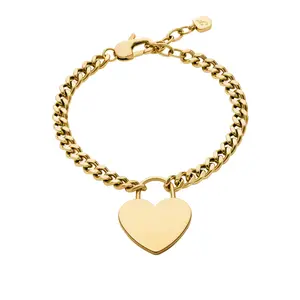Fossil Women's Sutton Gold-Tone Stainless Steel Heart Bracelet